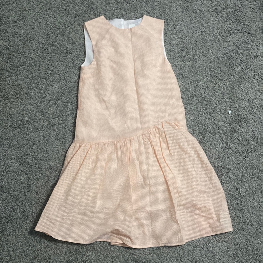 Peachy orange seersucker dress